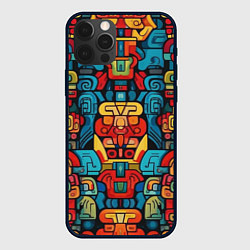 Чехол для iPhone 12 Pro Max Орнаменты Майя, цвет: 3D-черный