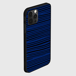 Чехол для iPhone 12 Pro Max Чёрно-синий в тонкую волнистую полоску, цвет: 3D-черный — фото 2