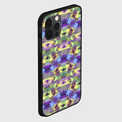Чехол для iPhone 12 Pro Max Неоновый акварельный орнамент икат, цвет: 3D-черный — фото 2