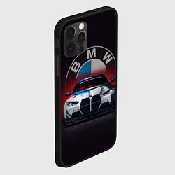 Чехол для iPhone 12 Pro Max BMW на красном фоне, цвет: 3D-черный — фото 2