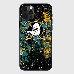 Чехол для iPhone 12 Pro Max Anaheim Ducks NHL black, цвет: 3D-черный