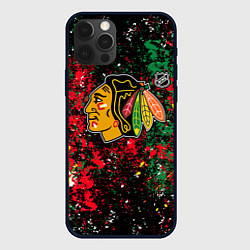 Чехол для iPhone 12 Pro Max Chicago Blackhawks NHL black, цвет: 3D-черный