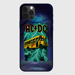 Чехол для iPhone 12 Pro Max Летающий автобус с ACDC, цвет: 3D-черный