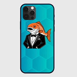 Чехол для iPhone 12 Pro Max Рыба в смокинге, цвет: 3D-черный