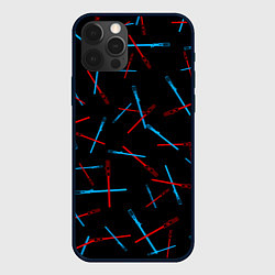 Чехол для iPhone 12 Pro Max Паттерн из световых мечей, цвет: 3D-черный