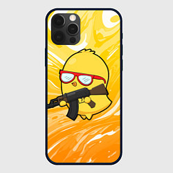 Чехол для iPhone 12 Pro Max Курица и автомат, цвет: 3D-черный