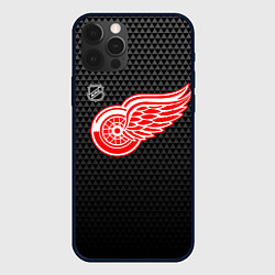 Чехол для iPhone 12 Pro Max Детройт Ред Уингз - черные треугольники, цвет: 3D-черный