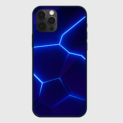 Чехол для iPhone 12 Pro Max Синие плиты с неоном, цвет: 3D-черный