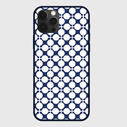 Чехол для iPhone 12 Pro Max Серо-белый узор в клетку и горох ретро, цвет: 3D-черный
