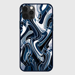 Чехол для iPhone 12 Pro Max Тёмно-синий искажённая абстракция, цвет: 3D-черный