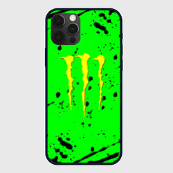 Чехол для iPhone 12 Pro Max Monster energy кислотные брызги, цвет: 3D-черный
