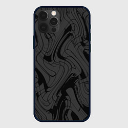 Чехол для iPhone 12 Pro Max Тёмно-серый абстракция лниии, цвет: 3D-черный