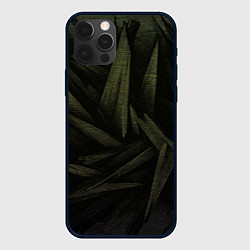 Чехол для iPhone 12 Pro Max Абстракция - green triangles, цвет: 3D-черный