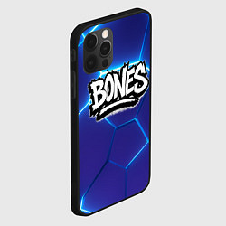Чехол для iPhone 12 Pro Max Bones белое лого на синих плитах, цвет: 3D-черный — фото 2