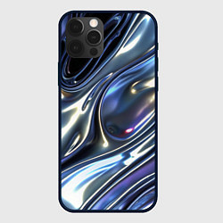 Чехол для iPhone 12 Pro Max Серебро жидкий металл, цвет: 3D-черный