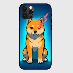 Чехол для iPhone 12 Pro Max Сиба-ину с неоновым взглядом, цвет: 3D-черный