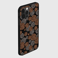 Чехол для iPhone 12 Pro Max Крупный горох серый желтый с леопардовой текстурой, цвет: 3D-черный — фото 2