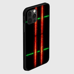 Чехол для iPhone 12 Pro Max Color black green red lines, цвет: 3D-черный — фото 2