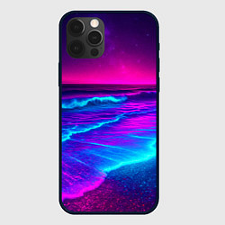 Чехол для iPhone 12 Pro Max Неоновое море - ночные волны, цвет: 3D-черный