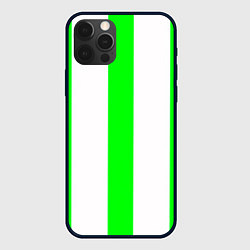 Чехол для iPhone 12 Pro Max Color light green white lines, цвет: 3D-черный