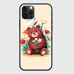 Чехол для iPhone 12 Pro Max Мишаня с букетом, цвет: 3D-черный