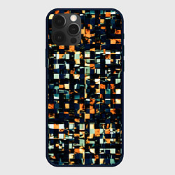 Чехол для iPhone 12 Pro Max Тёмный синий с оранжевым кубики абстракция, цвет: 3D-черный