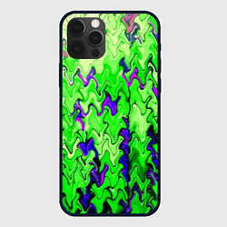 Чехол для iPhone 12 Pro Max Ярко-зелёный стекающая абстаркция, цвет: 3D-черный
