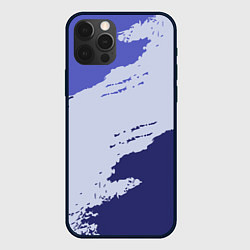 Чехол для iPhone 12 Pro Max Сине-голубые неравномерные полосы, цвет: 3D-черный