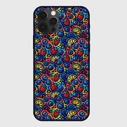 Чехол для iPhone 12 Pro Max Тропические ягоды и фрукты паттерн, цвет: 3D-черный