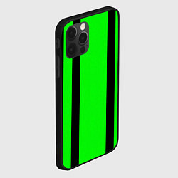 Чехол для iPhone 12 Pro Max Color black and green stripes, цвет: 3D-черный — фото 2