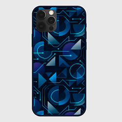 Чехол для iPhone 12 Pro Max Футуристическая сине-фиолетовая абстракция с хакер, цвет: 3D-черный