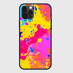 Чехол для iPhone 12 Pro Max Яркие пятна акриловой краски на стене, цвет: 3D-черный