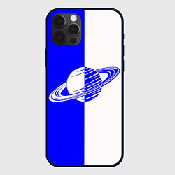 Чехол для iPhone 12 Pro Max Сатурн сине-белый, цвет: 3D-черный