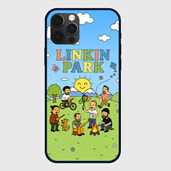 Чехол для iPhone 12 Pro Max Linkin Park мультяшный стиль на поляне, цвет: 3D-черный
