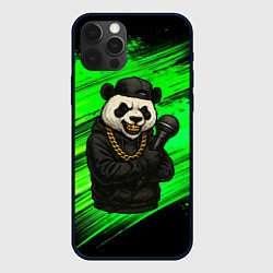 Чехол для iPhone 12 Pro Max Панда рэпер с микрофоном, цвет: 3D-черный