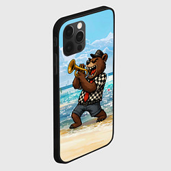 Чехол для iPhone 12 Pro Max Медведь играет ска на пляже, цвет: 3D-черный — фото 2