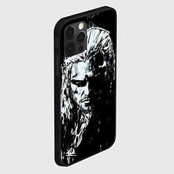 Чехол для iPhone 12 Pro Max Ведьмак черно-белый портрет, цвет: 3D-черный — фото 2