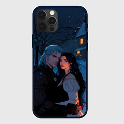 Чехол для iPhone 12 Pro Max Йеннифэр и Геральт зимой, цвет: 3D-черный