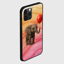 Чехол для iPhone 12 Pro Max Слоненок с красным воздушным шариком, цвет: 3D-черный — фото 2