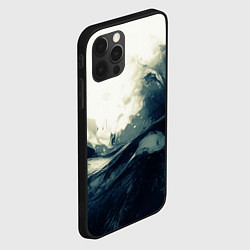 Чехол для iPhone 12 Pro Max Чёрно-синие абстрактные краски, цвет: 3D-черный — фото 2