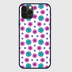 Чехол для iPhone 12 Pro Max Цветочно-геометрический паттерн, цвет: 3D-черный