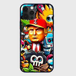 Чехол для iPhone 12 Pro Max Дональд Трамп в компании мультяшных персонажей, цвет: 3D-черный
