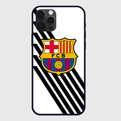 Чехол для iPhone 12 Pro Max Barcelona черно белые полосы, цвет: 3D-черный