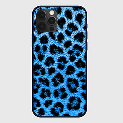 Чехол для iPhone 12 Pro Max Леопардовый голубой, цвет: 3D-черный
