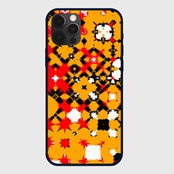 Чехол для iPhone 12 Pro Max Красно-желтая геометрическая абстракция, цвет: 3D-черный