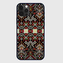 Чехол iPhone 12 Pro Max Традиционные росписные орнаментные узоры в славянс