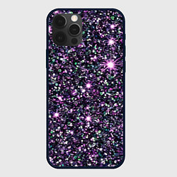 Чехол для iPhone 12 Pro Max Имитация блестящих пайеток тёмно-фиолетовый, цвет: 3D-черный