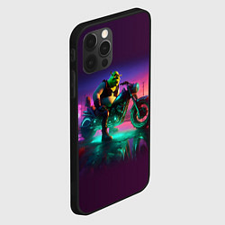 Чехол для iPhone 12 Pro Max Шрек на мотоцикле на закате - нейроарт фантазия, цвет: 3D-черный — фото 2