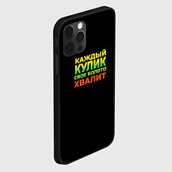 Чехол для iPhone 12 Pro Max Каждый кулик свое болото хвалит разноцветный арт, цвет: 3D-черный — фото 2