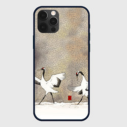 Чехол для iPhone 12 Pro Max Журавли на снегу, цвет: 3D-черный